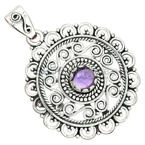 925 Solid Silver Pendants In Amethyst Gemstone Jewelry 925SP19-5_0