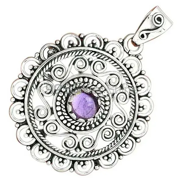 925 Solid Silver Pendants In Amethyst Gemstone Jewelry 925SP19-5_3