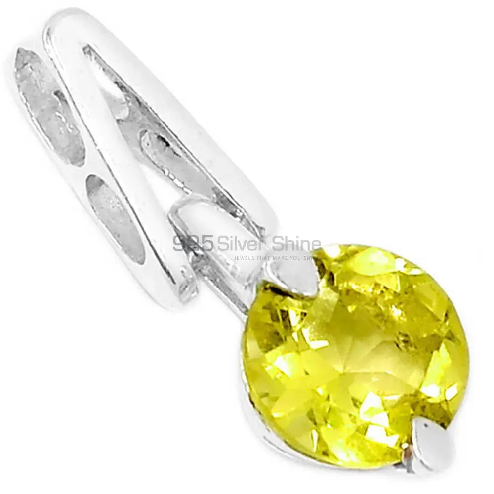 925 Solid Silver Pendants Exporters In Lemon Quartz Gemstone Jewelry 925SSP301-4