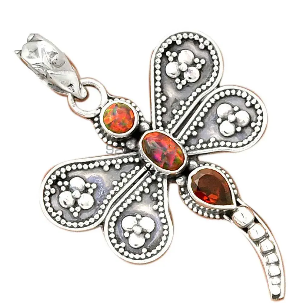 925 Solid Silver Pendants In Multi Gemstone Jewelry 925SP085-1_0