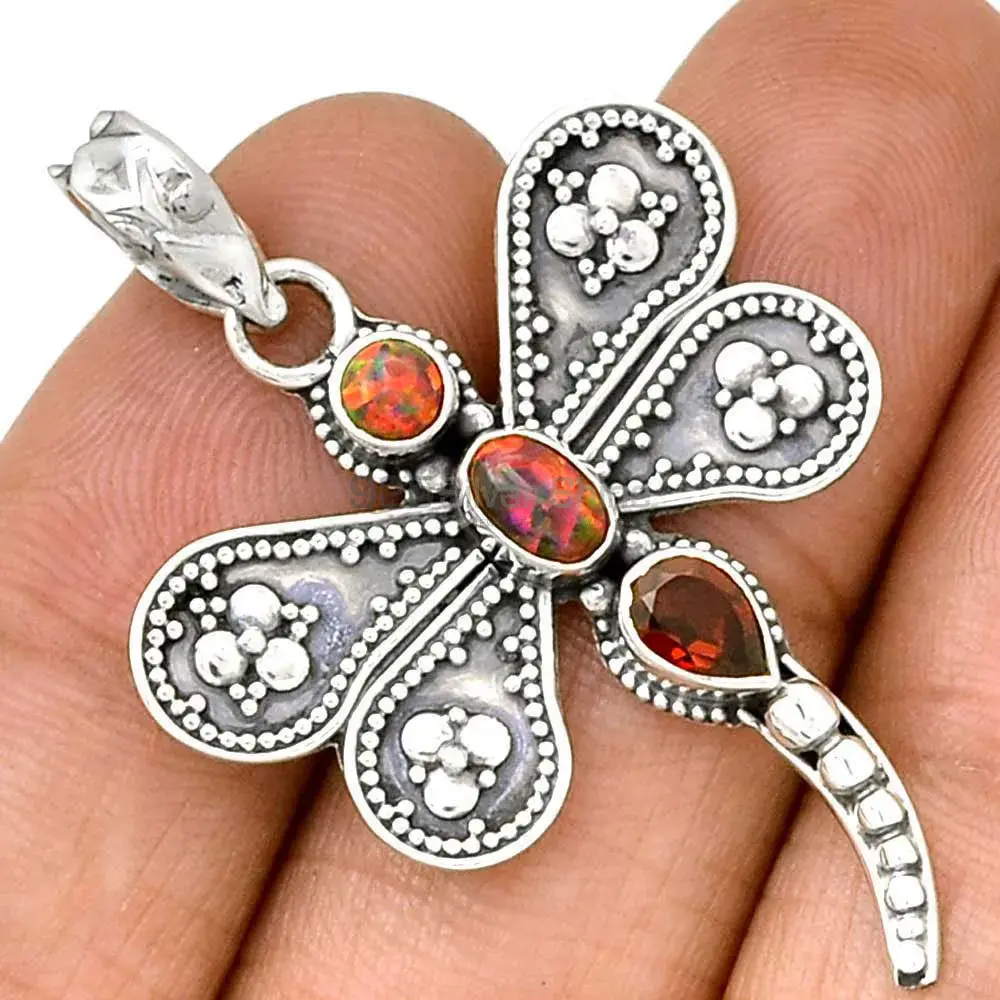 925 Solid Silver Pendants Exporters In Multi Gemstone Jewelry 925SP085-1_0