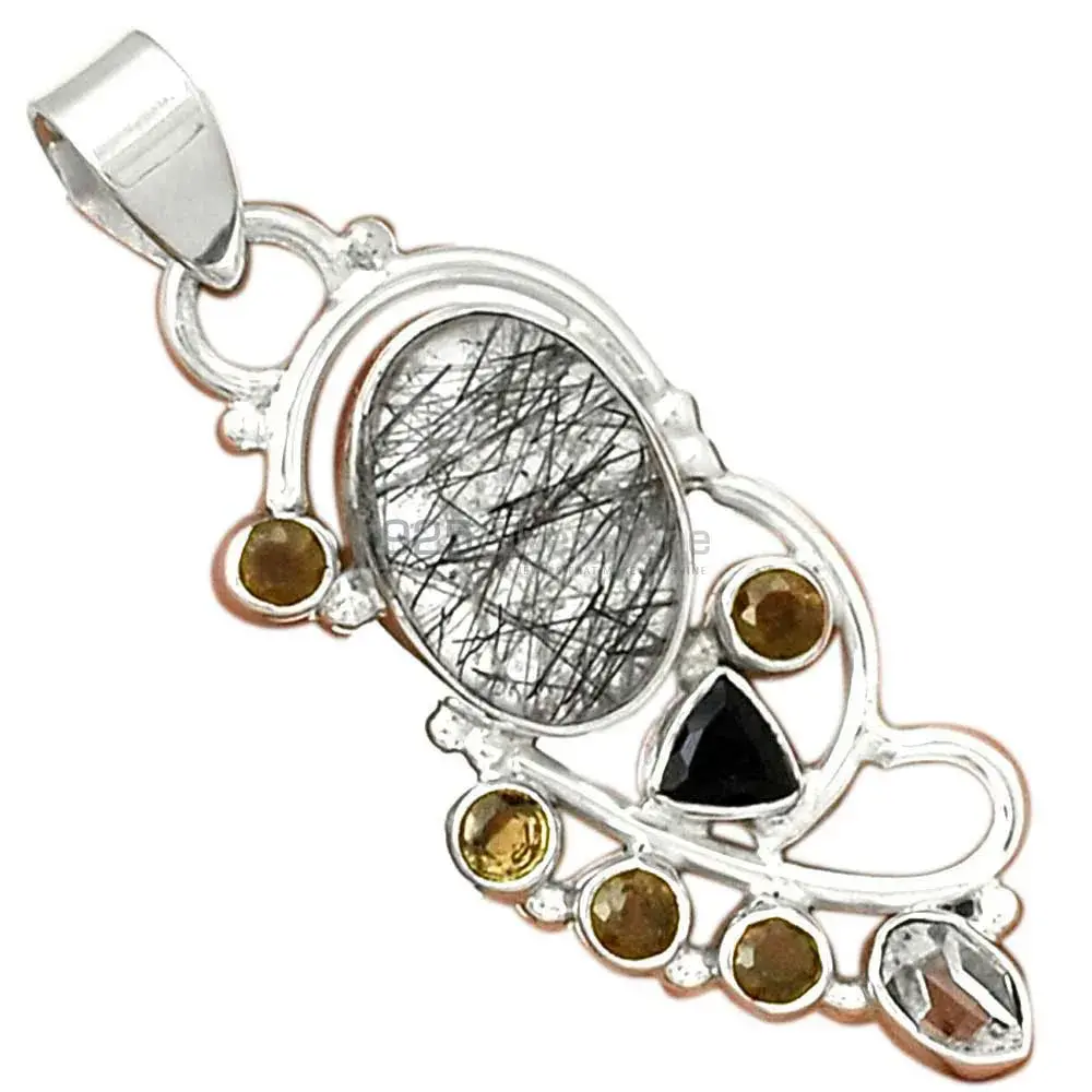 925 Solid Silver Pendants In Multi Gemstone Jewelry 925SP095-2_0