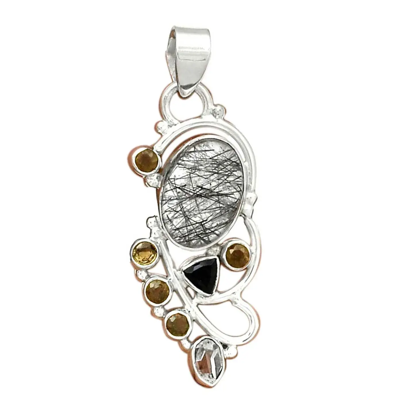 925 Solid Silver Pendants In Multi Gemstone Jewelry 925SP095-2_2