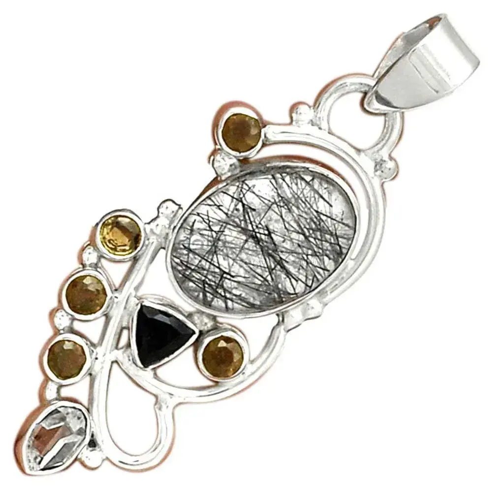 925 Solid Silver Pendants In Multi Gemstone Jewelry 925SP095-2_3