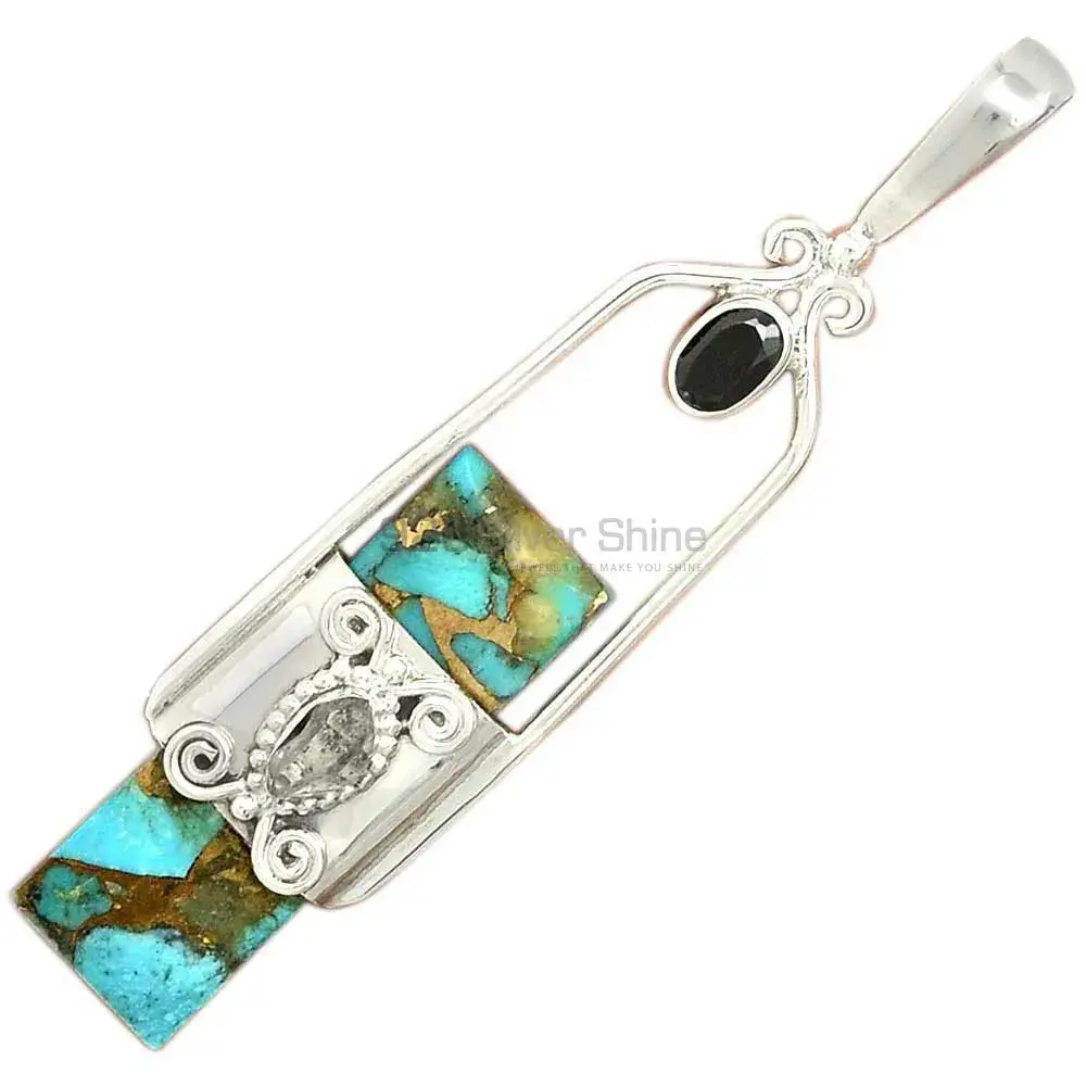 925 Solid Silver Pendants Exporters In Multi Gemstone Jewelry 925SP61-4