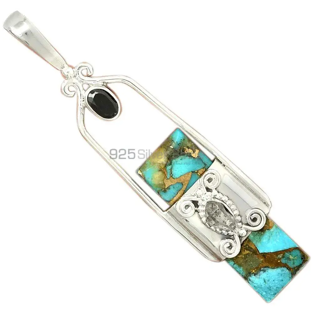 925 Solid Silver Pendants Exporters In Multi Gemstone Jewelry 925SP61-4_1