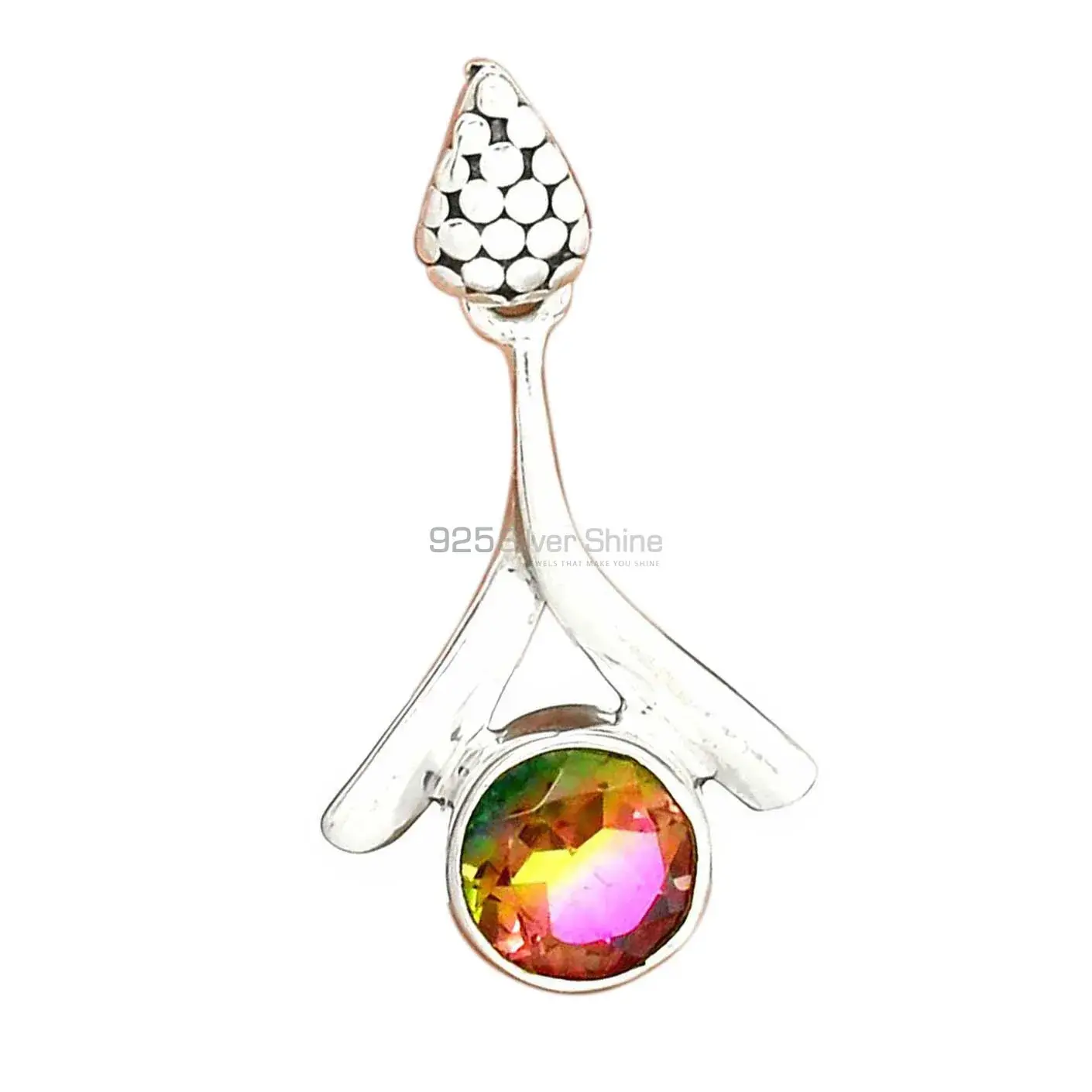 925 Solid Silver Pendants In Tourmaline Duplet Glass Gemstone Jewelry 925SP45-6_1