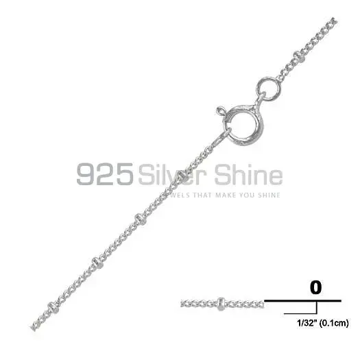925 Sterling Silver 14"-24" Curb With Beads Chain Necklace 1MM 925CHAIN130