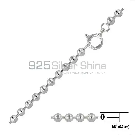 925 Sterling Silver 14"-24" Silver Ball Beads Chain Necklace 3mm 925CHAIN103
