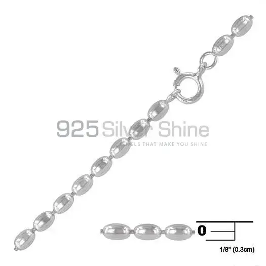 925 Sterling Silver 14"-24" Silver Oval Link Ball Beads Chain Necklace 3mm 925CHAIN104