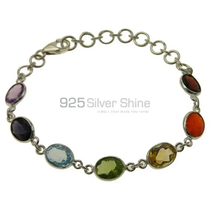 925 Sterling Silver Chakra Bracelet With Gemstone Jewelry SSCB117