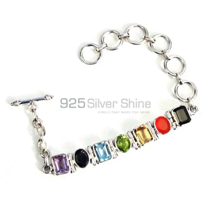 925 Sterling Silver Chakra Bracelet With Natural Gemstone Jewelry SSCB119