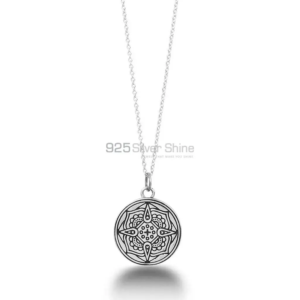 925 Sterling Silver Chakra Symbol Mandala Pendant 925MN140