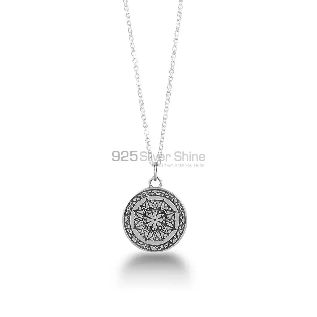 925 Sterling Silver Chakra Symbol Mandala Pendant 925MN142
