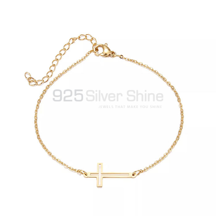 925 Sterling Silver Cross Chain Religious Bracelet For Women CRMB53