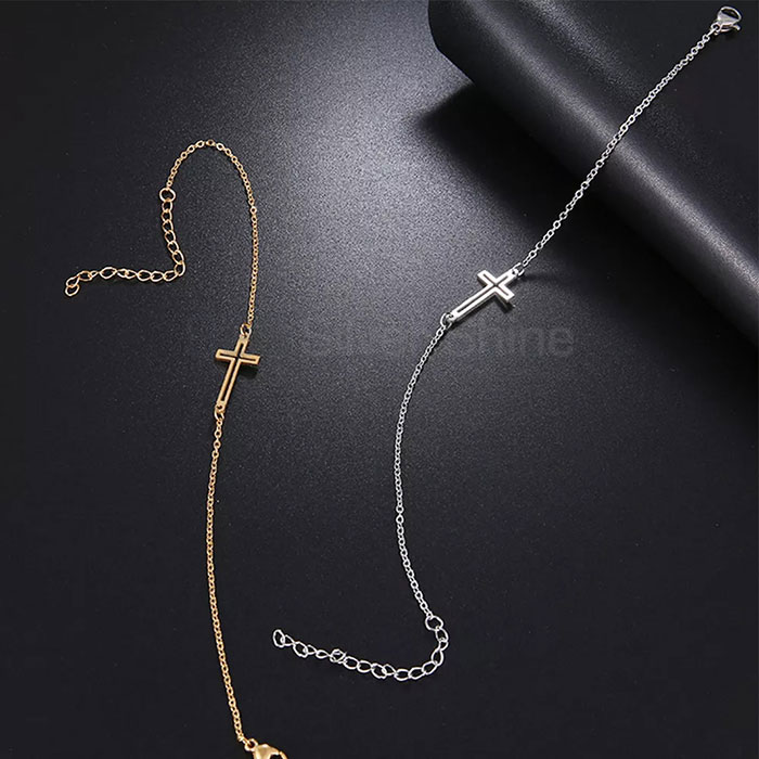 925 Sterling Silver Cross Chain Religious Bracelet For Women CRMB53_0