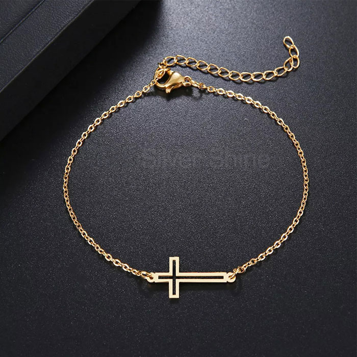 925 Sterling Silver Cross Chain Religious Bracelet For Women CRMB53_1