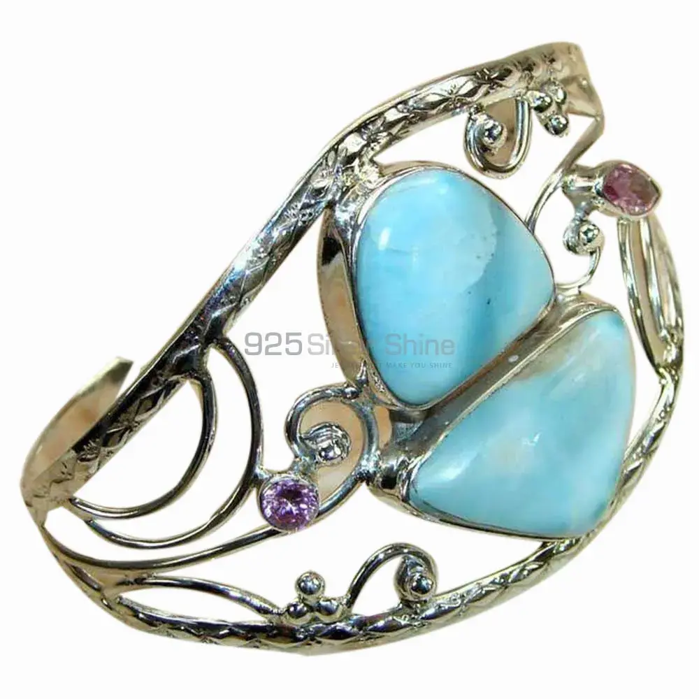 925 Sterling Silver Cuff Bangles In Larimar Gemstone 925SSB135