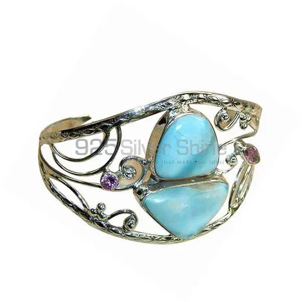 925 Sterling Silver Cuff Bangles In Larimar Gemstone 925SSB135_0