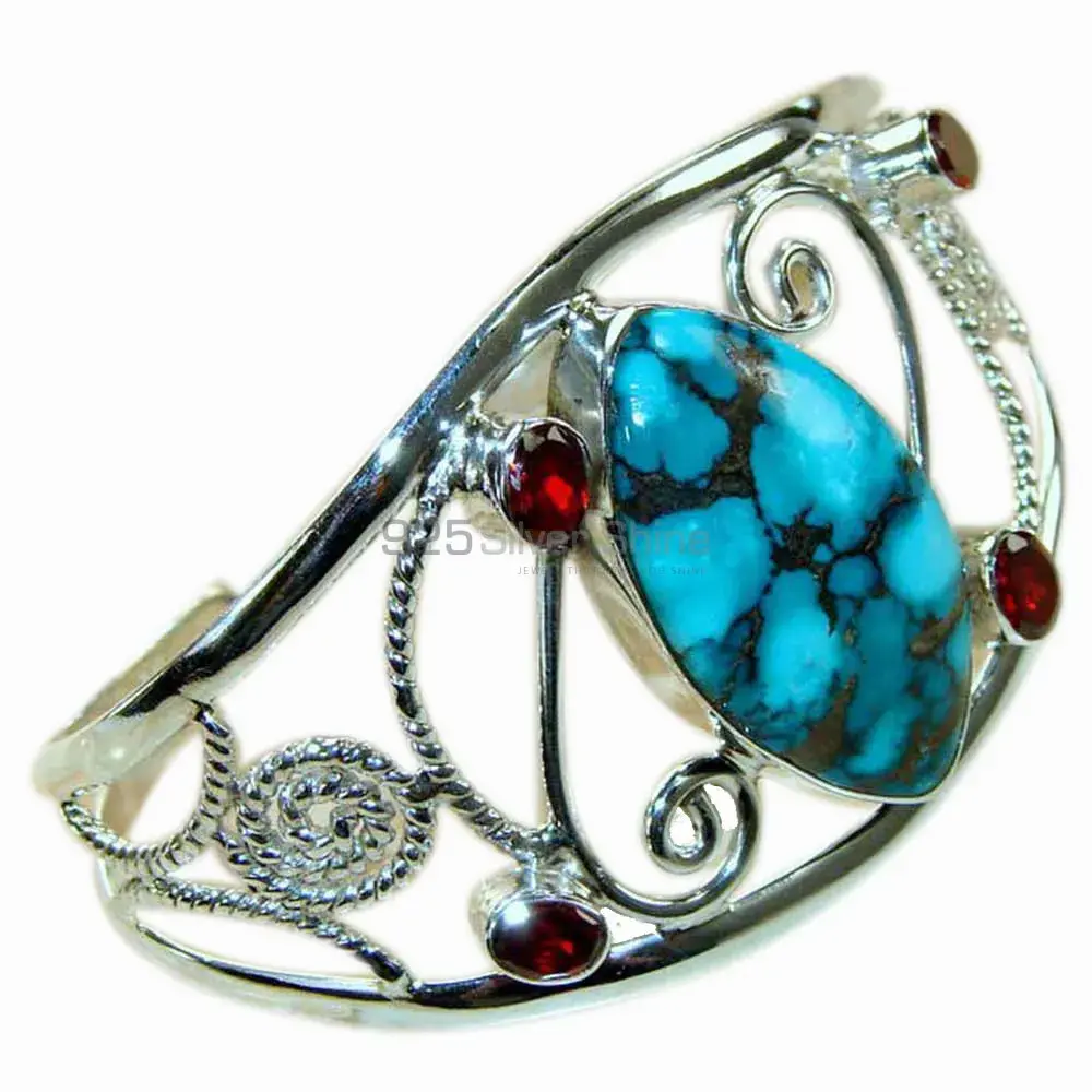 925 Sterling Silver Cuff Bangles In Multi Gemstone 925SSB169