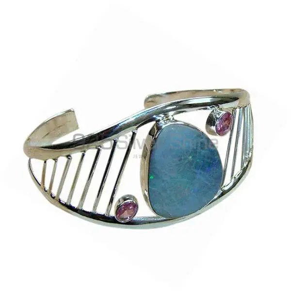 925 Sterling Silver Cuff Bangles Of Multi Gemstone 925SSB157_0