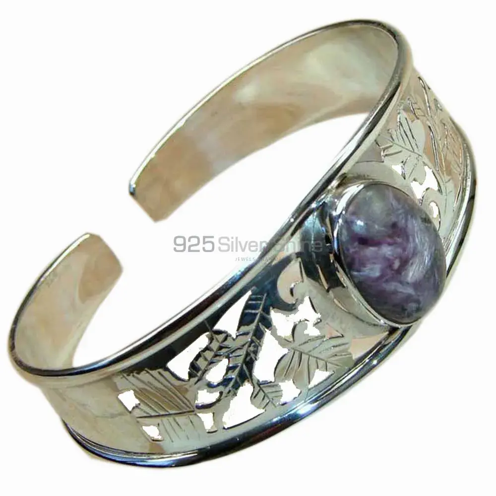 925 Sterling Silver Cuff Bangles Of Charoite Gemstone 925SSB141