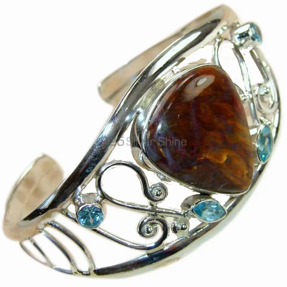 925 Sterling Silver Cuff Bangles Wholesaler In Multi Gemstone 925SSB172