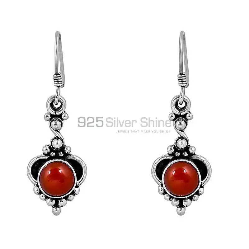 925 Sterling Silver Earring In Natural Carnelian Gemstone Jewelry 925SE54_0