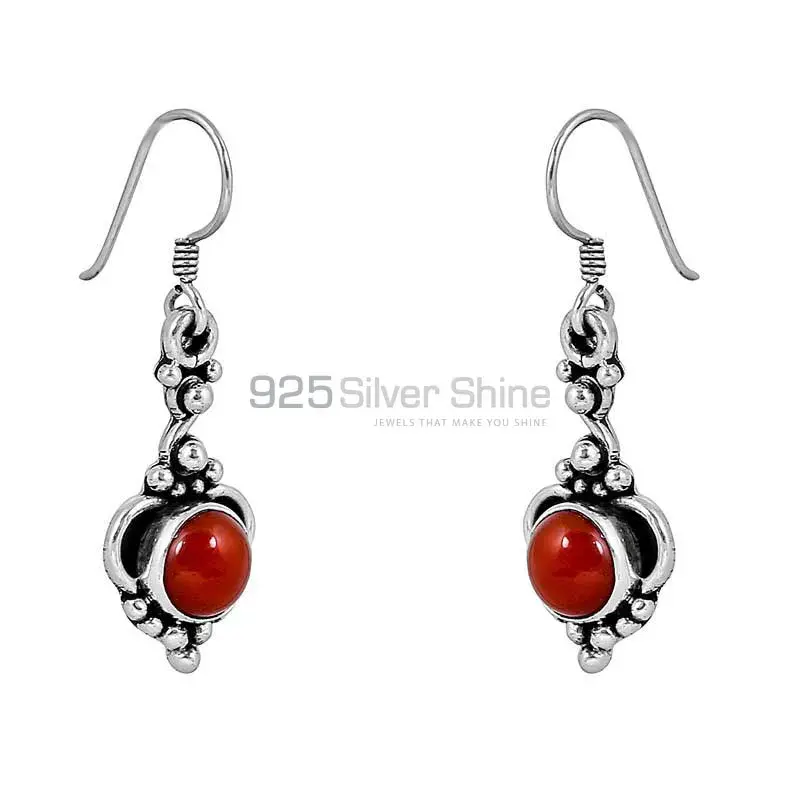 925 Sterling Silver Earring In Natural Carnelian Gemstone Jewelry 925SE54_0