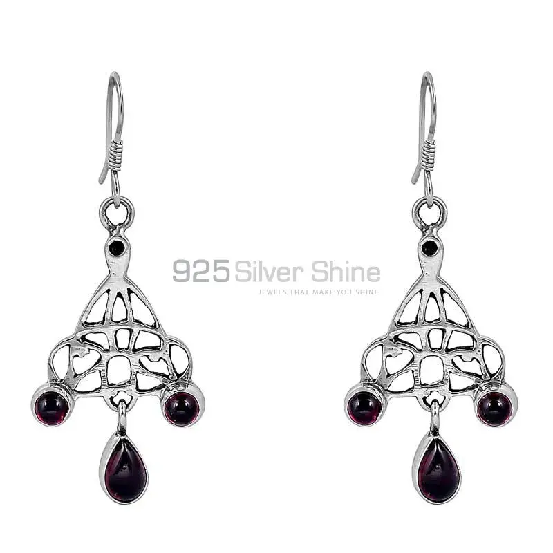 925 Sterling Silver Earring In Natural Garnet Gemstone Jewellery 925SE51_0