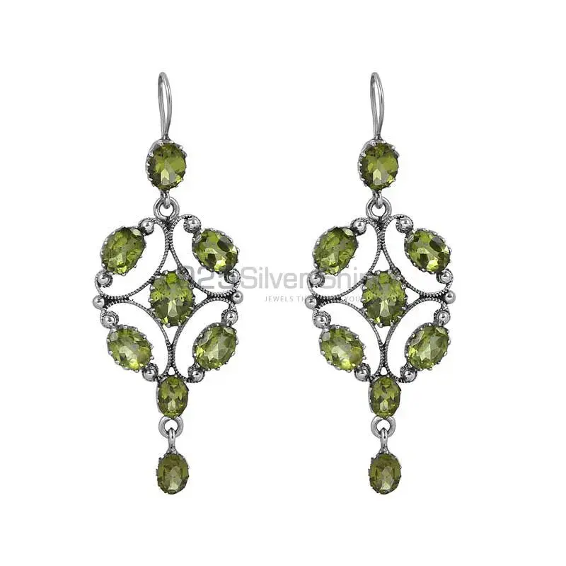 925 Sterling Silver Earring In Natural Peridot Gemstone Jewelry 925SE06