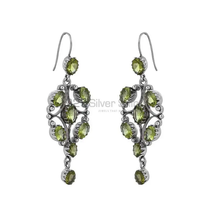 925 Sterling Silver Earring In Natural Peridot Gemstone Jewelry 925SE06_1