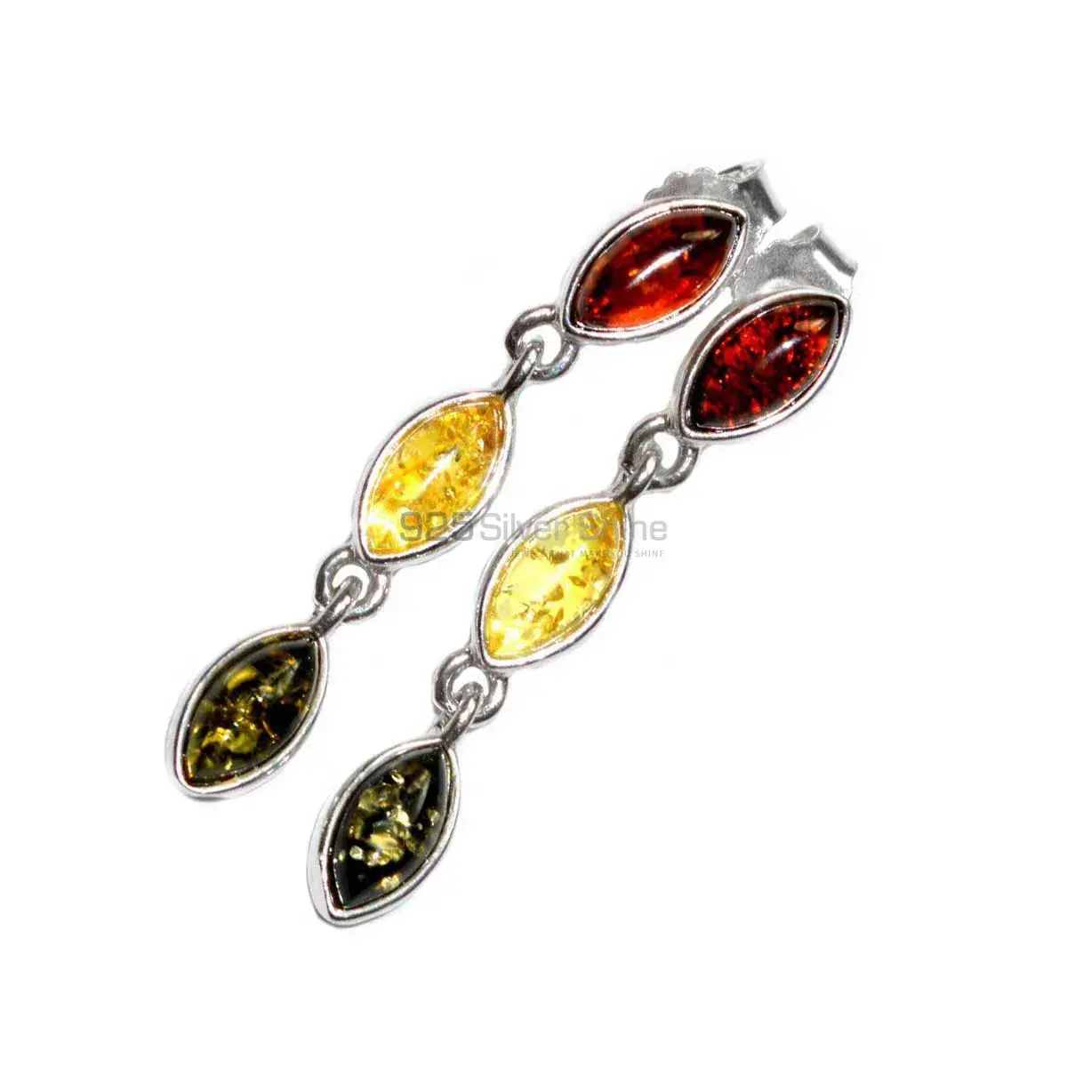 925 Sterling Silver Earrings Exporters In Genuine Amber Gemstone 925SE2914_0