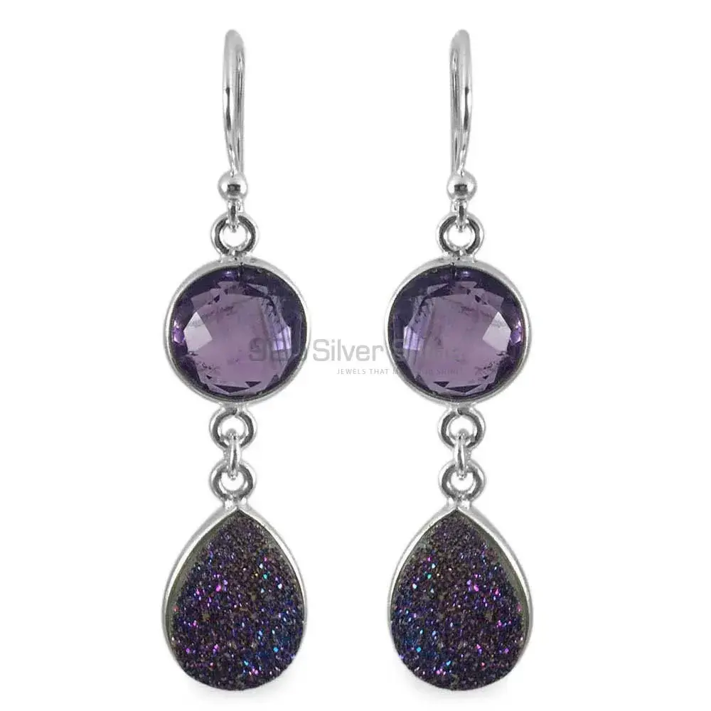925 Sterling Silver Earrings In Genuine Amethyst Gemstone 925SE1346_0
