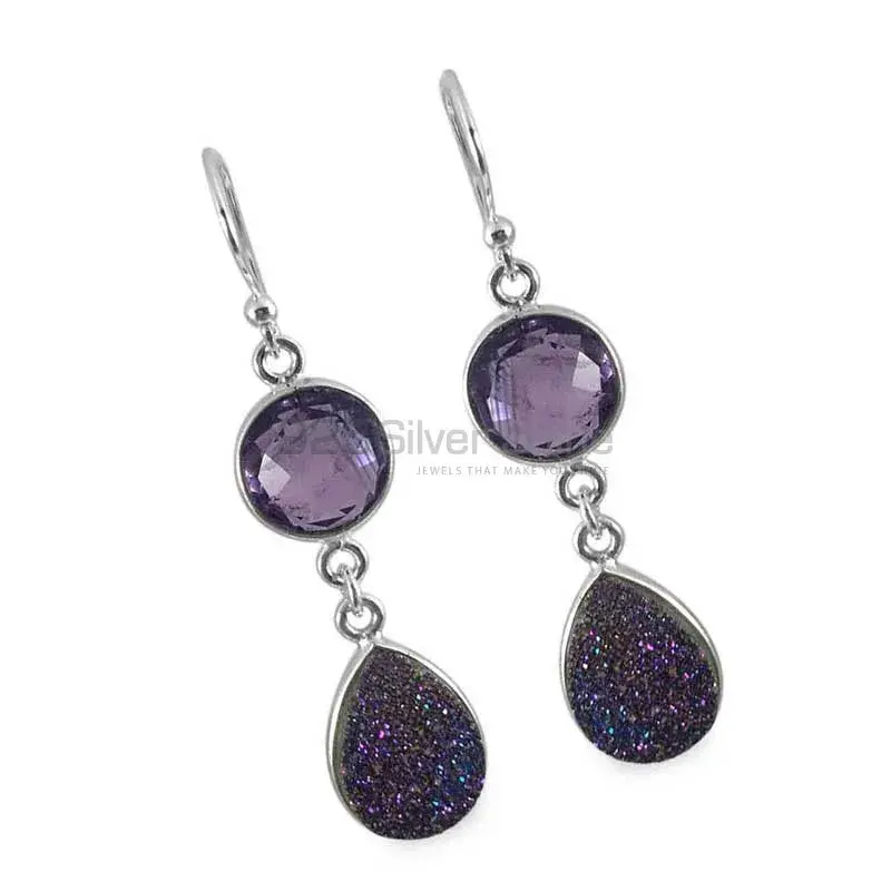 925 Sterling Silver Earrings In Genuine Amethyst Gemstone 925SE1346_1