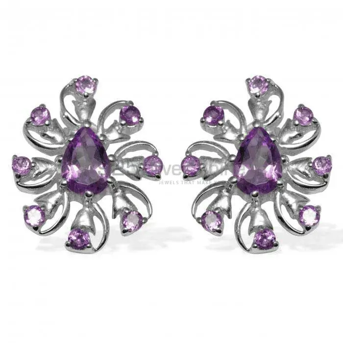 925 Sterling Silver Earrings In Genuine Amethyst Gemstone 925SE960