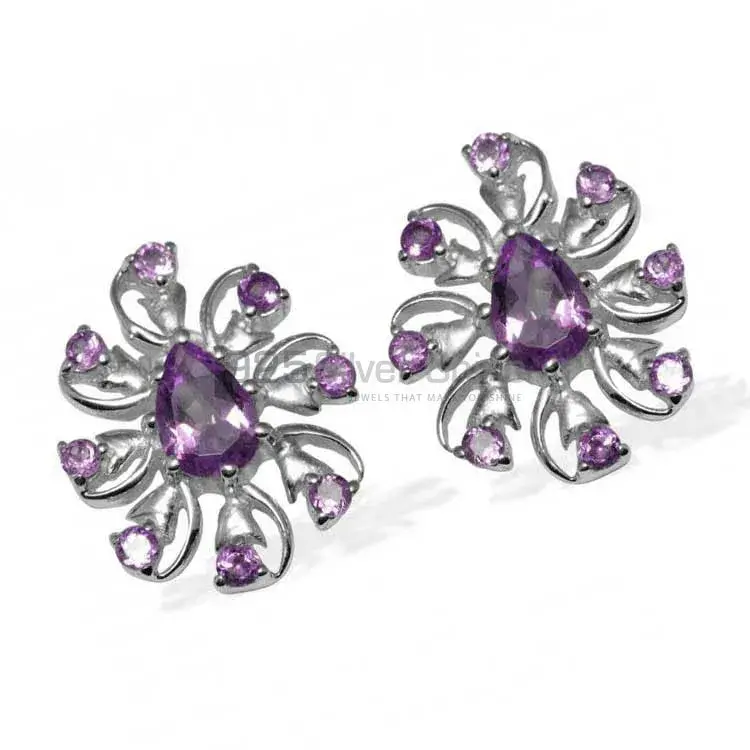 925 Sterling Silver Earrings Exporters In Genuine Amethyst Gemstone 925SE960_0