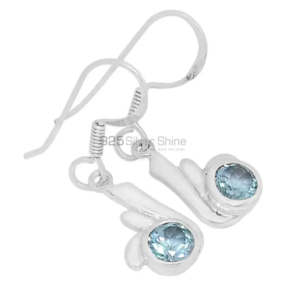 925 Sterling Silver Earrings Exporters In Genuine Blue Topaz Gemstone 925SE565