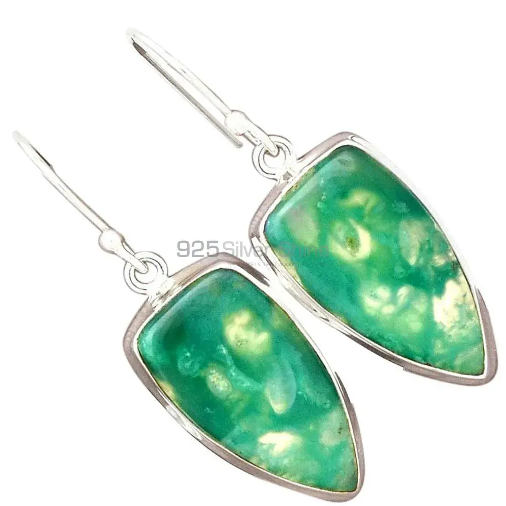 925 Sterling Silver Earrings Exporters In Genuine Chrysoprase Gemstone 925SE2280_1