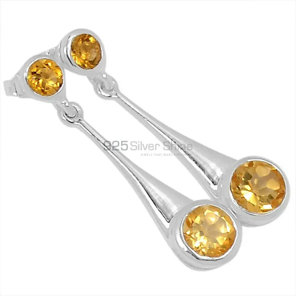 925 Sterling Silver Earrings In Genuine Citrine Gemstone 925SE486_0