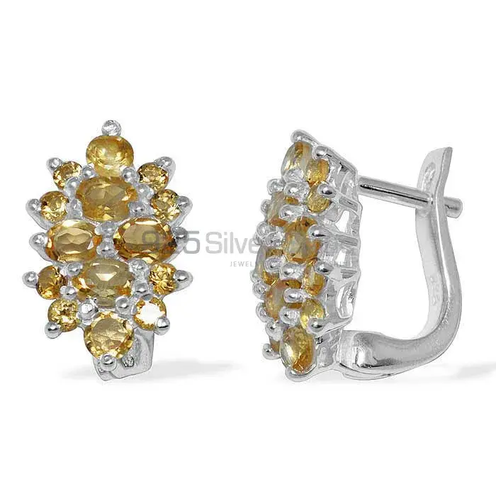 925 Sterling Silver Earrings Exporters In Genuine Citrine Gemstone 925SE881