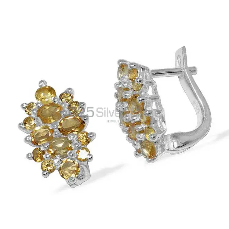 925 Sterling Silver Earrings Exporters In Genuine Citrine Gemstone 925SE881_0