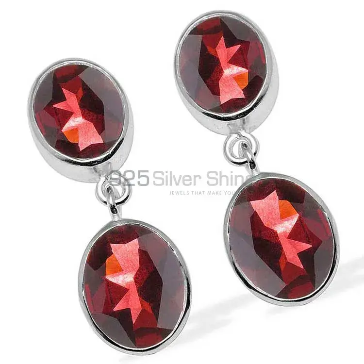 925 Sterling Silver Earrings Exporters In Genuine Garnet Gemstone 925SE1118_0