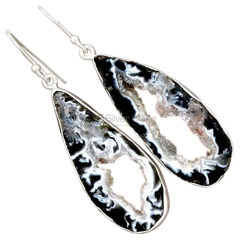 925 Sterling Silver Earrings In Genuine Geode Druzy Gemstone 925SE2201_2