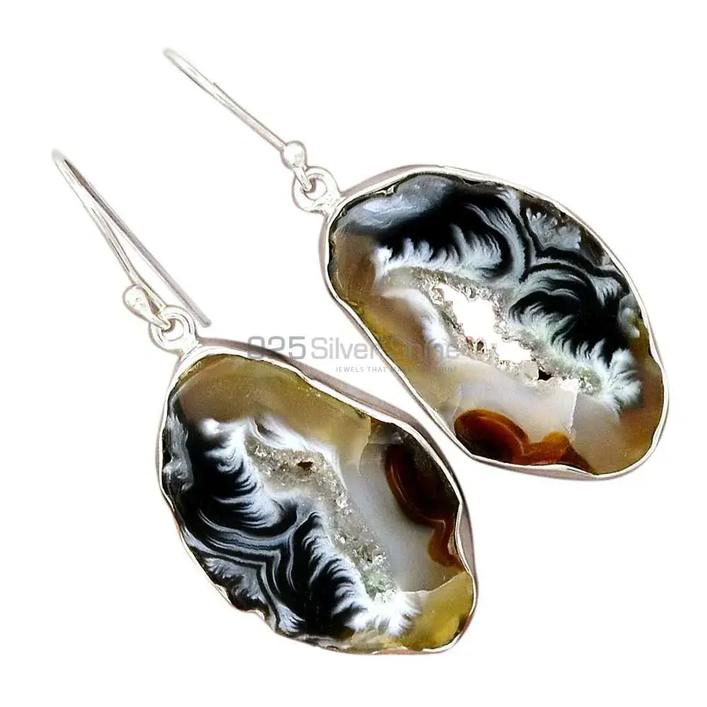 925 Sterling Silver Earrings In Genuine Geode Druzy Gemstone 925SE2201_4