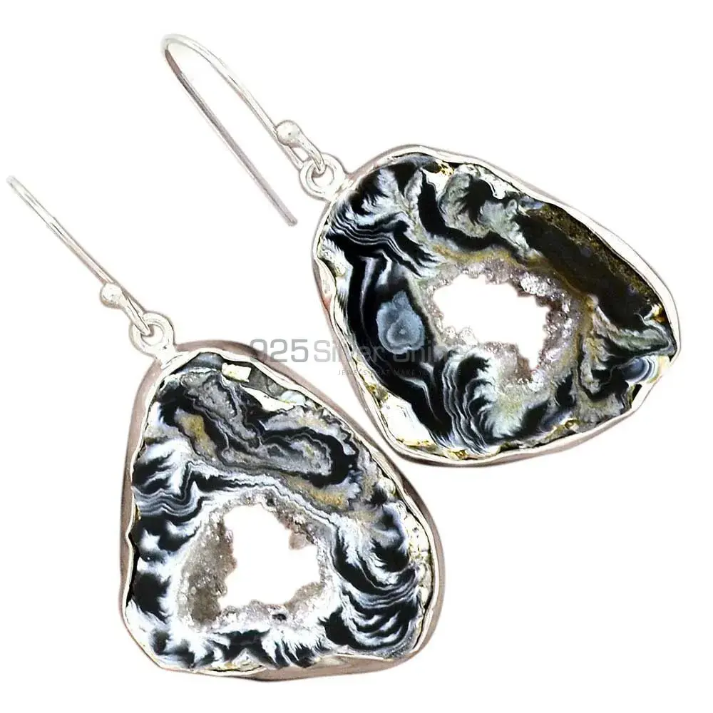 925 Sterling Silver Earrings In Genuine Geode Druzy Gemstone 925SE2201_6