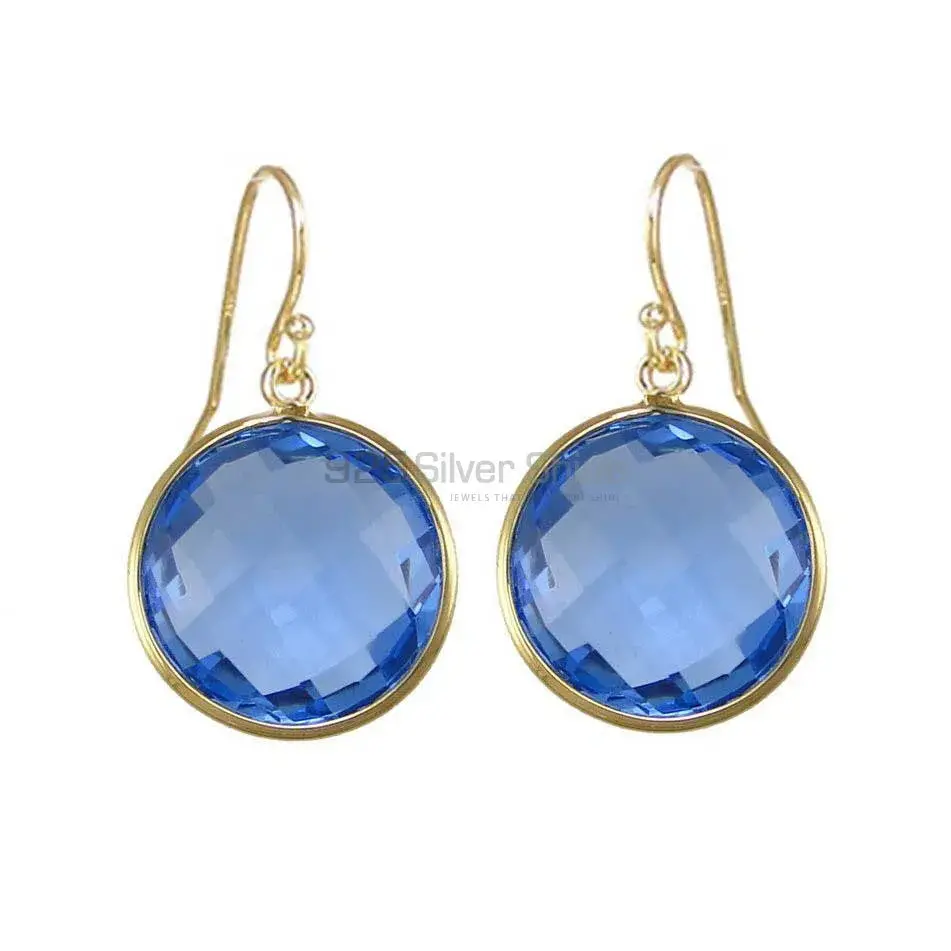 925 Sterling Silver Earrings In Genuine hydro blue Topaz Gemstone 925SE1942_0