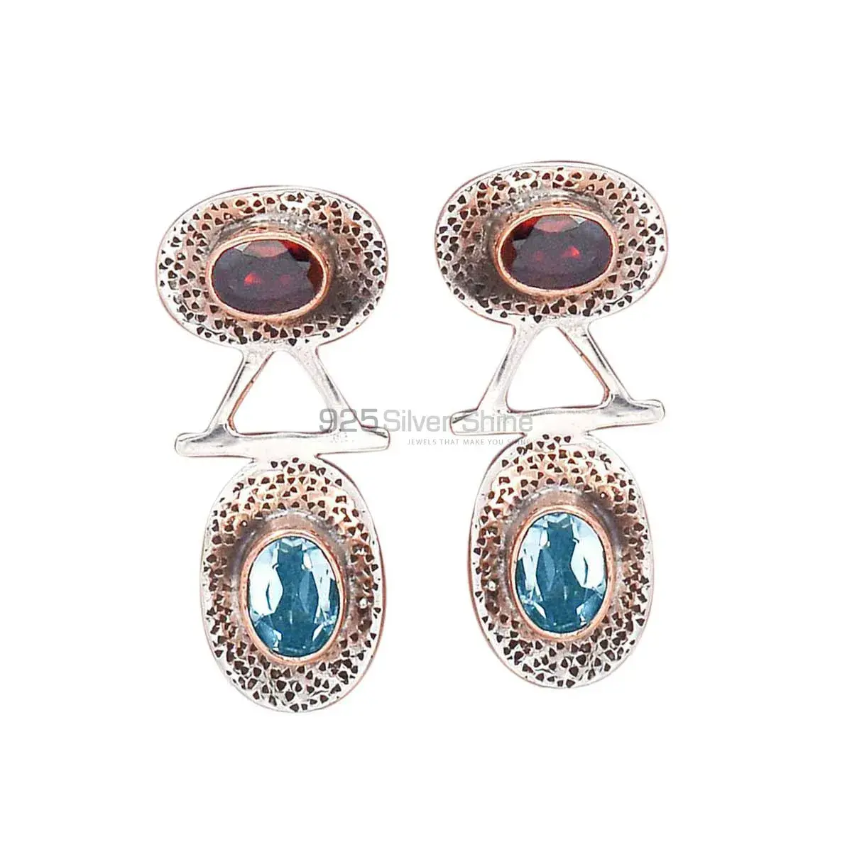 925 Sterling Silver Earrings In Genuine Multi Gemstone 925SE2122_0