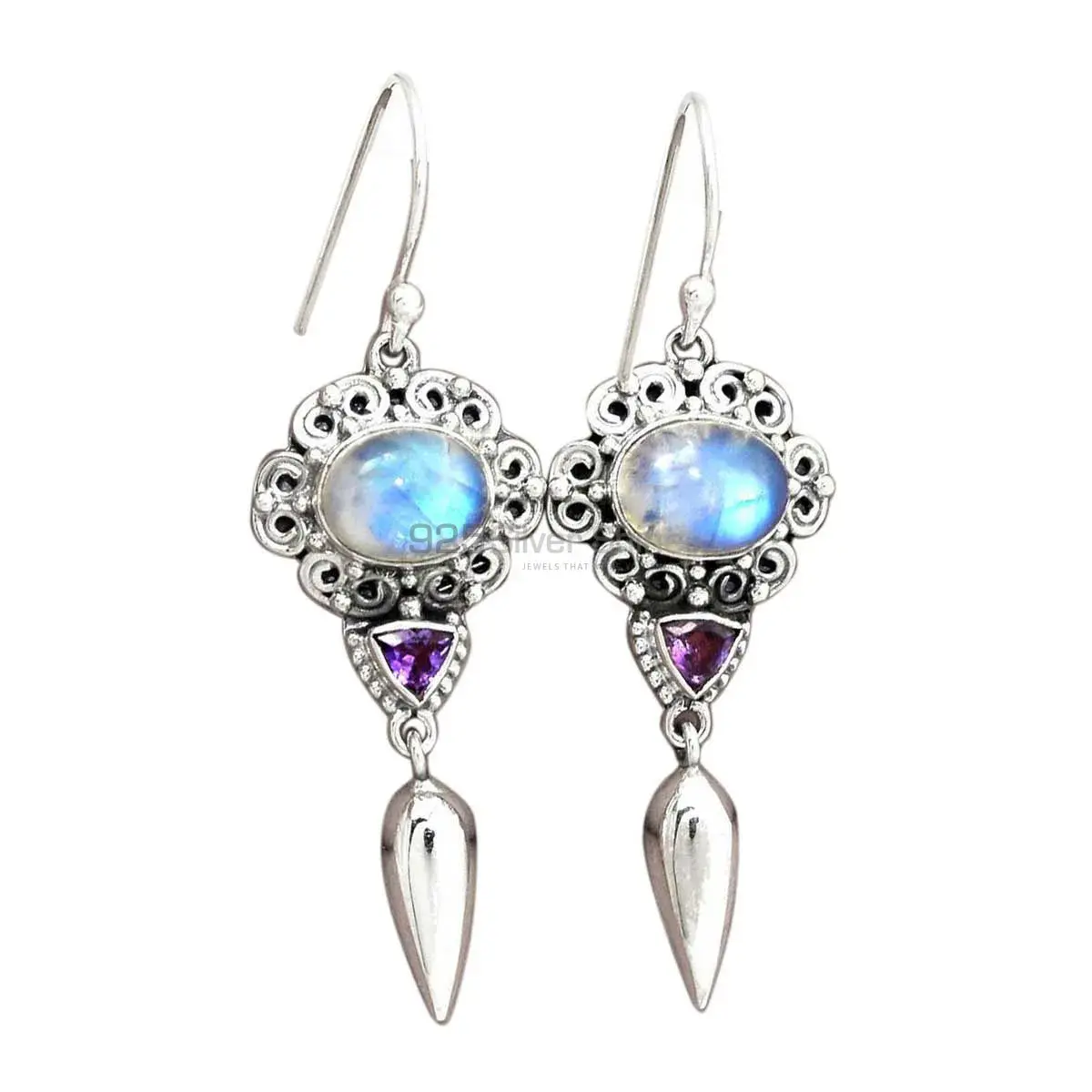 925 Sterling Silver Earrings In Genuine Multi Gemstone 925SE2438_0