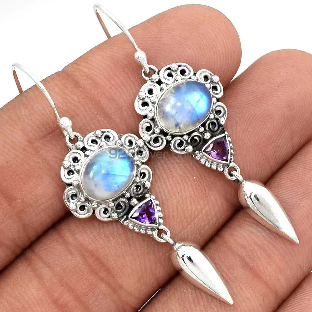 925 Sterling Silver Earrings In Genuine Multi Gemstone 925SE2438_1